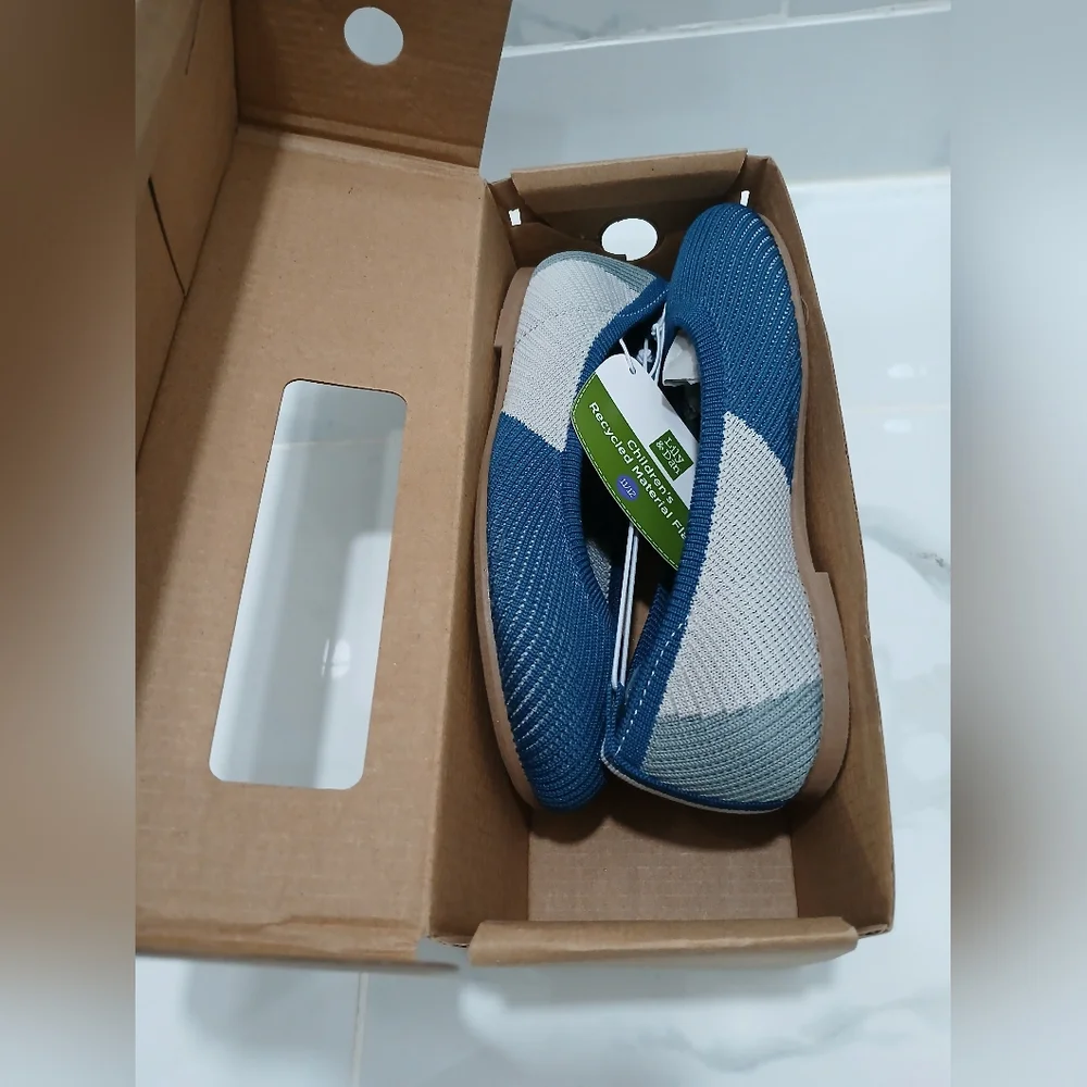 Ballet Flats Lily & Dan Blue Girls Size 11-12 Recycled Material NEW IN BOX